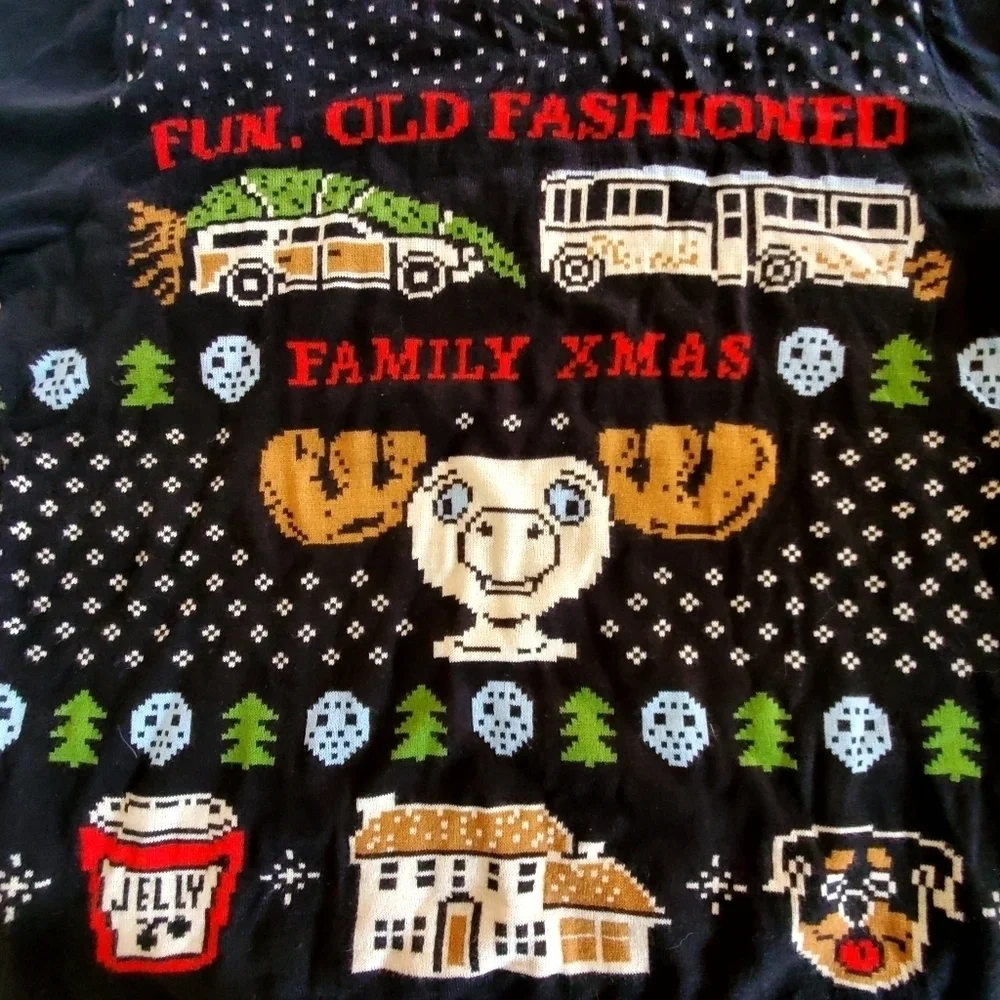 7478 * National Lampoon's Christmas Vacation Sweater Black Red Size XL - Picture 6 of 9
